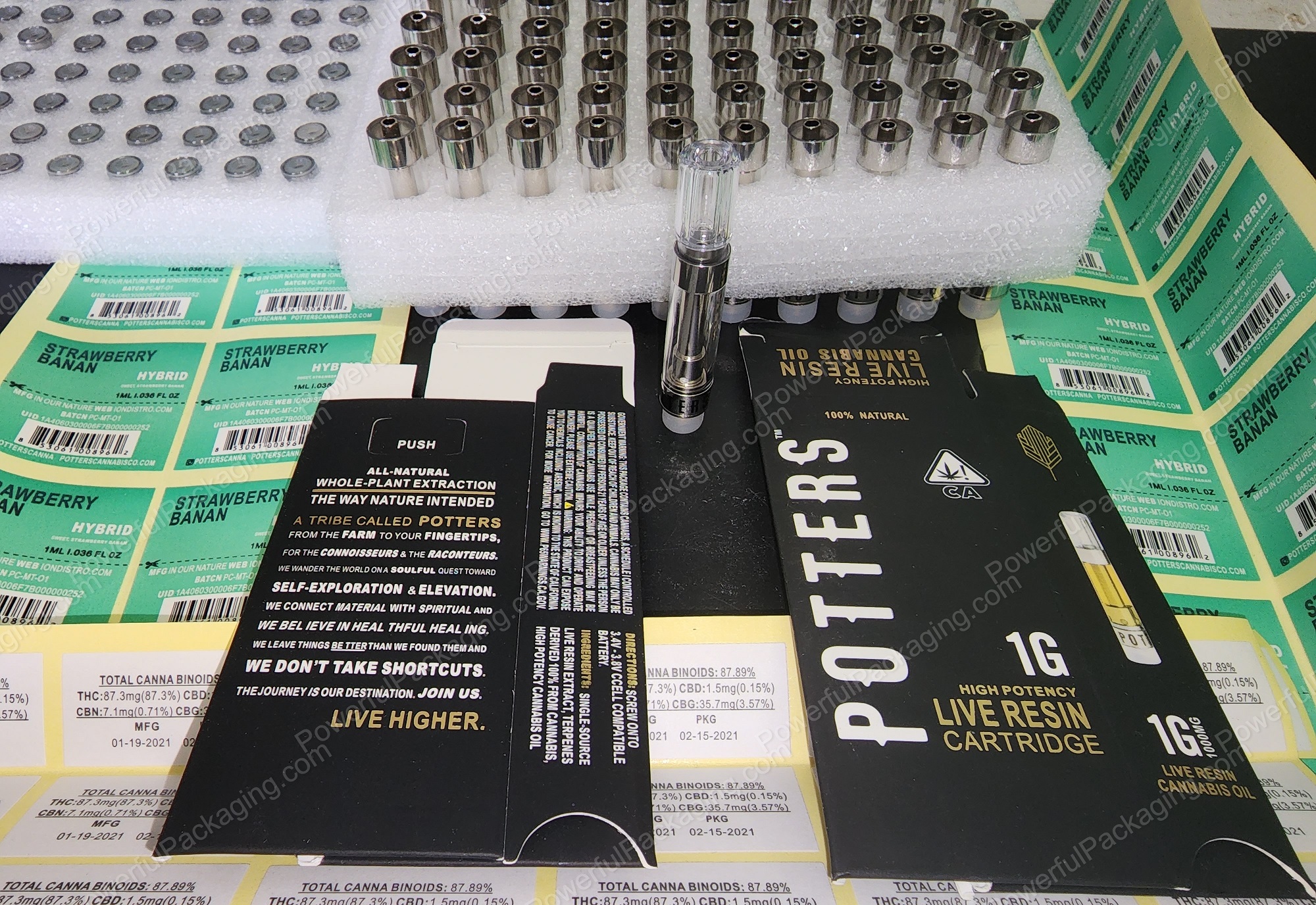 Potters Live Resin Cartridge 1000mg (1Gram) Complete Set (Stickers